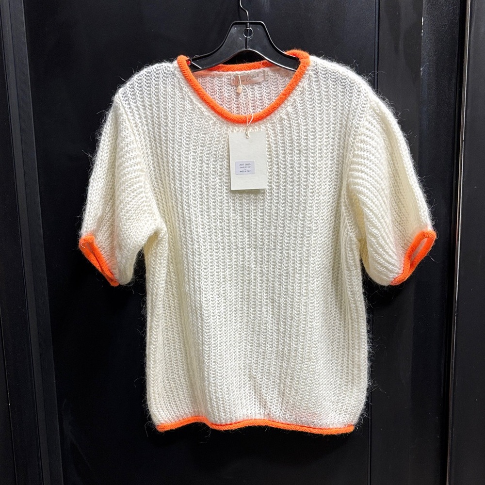 Easy Clothes NWT Cozy Knit Blouse with Orange Accents